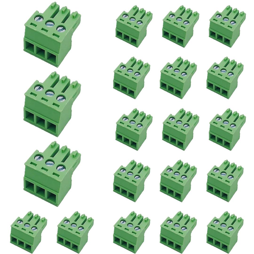 20 PCS 3.81mm 3 Pin Phoenix Type Quick Connector PCB Screw Terminal Block Plug Connector for 28-16AWG Cable