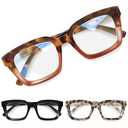 miyya Oprah Style Reading Glasses for Women, Cheaters Eyeglasses, Oversized Blue Light Readers, Fashion Eye Glasses Pack of 3, +4.0