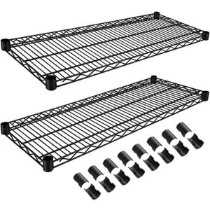 MorningRo 2 Pack Additional Wire Shelf for Wire Shelving Units Chrome Finish Shelving Weight Capacity 600-800 Lb, Heavy Steel Industrial for Warehouses, Closets, Kitchen (Black,14" W X 36" L)
