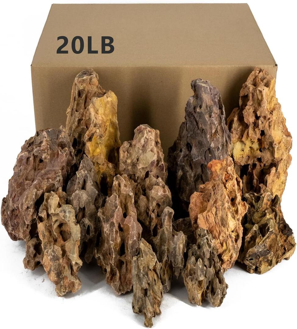 Dragon Rocks Aquarium Rock aquascaping Natural Stone Rocks Fish Tank Decor Rocks for Aquariums Landscaping Model Tank Decoration Aquarium Miniature -20lb (2-8 inch)