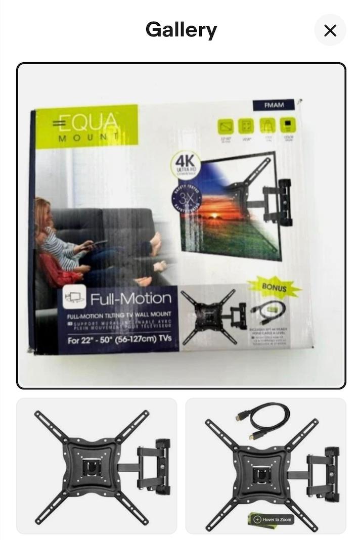 Equa Mount Full Motion Tilting TV Wall Mount for 22" to 50" TVs - Small TV Mount