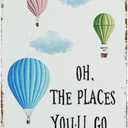 Vintage Wall Decor Iron Painting Vertical Plate Oh The Places You'll Go Playroom Art Watercolor Hot Air Baloon Retro Tin Signs Vintage Metal Tin Sign Wall Decor for Bars,Home Beer 8x12 inch
