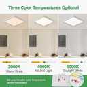 20 Inch Large LED Flush Mount Ceiling Light, 45W, 4500LM, Non-dimmable, 3000K/4000K/6000K CCT Selectable, White Square Flat Panel Light, Low Profile, Fits Hallway, Kitchen, Bedroom, Laundry Room, 20"-White-1PK