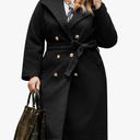 Hanna Nikole Women's Plus Size Wool Dress Coat Double Breasted Pea Coats Long Trench Coat 16 W