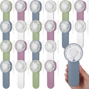 Sumind 20 Pcs Small Personal Portable Fan Mini Handheld Bulk 1 Speed Electric Cute Battery Powered for Neck Lash Makeup Women Men Travel Camping Indoor Outdoor Summer (White & Morandi Colors)