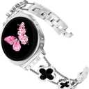 KADES Compatible with Samsung Galaxy Watch 8/8 Classic / 7/6 / 5/4 Band, 40mm 44mm 45mm 47mm, Luxury Diamond Bracelet Chain Band for Women, Bling Jewelry Stainless Steel Strap (Silver/Black)