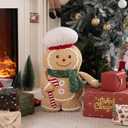 Lanpn Christmas Gingerbread Man Pillows, Christmas Decoration Winter Soft Fleece Cute Ginger Bread Throw Cushion for Sofa Bedroom Xmas Decor (20.5x13.5 inch, Boy)