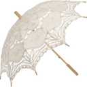 Lace Parasol Umbrella Vintage Wedding Bridal Lace Umbrella for Decoration Photo Tea Party 32 Inch Adult Size Ivory