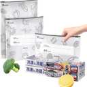 Reusable Aluminum Foil Bags, Freezer Safe & Leak Proof Stand Up Storage Bags with Zipper for Meat Seafood Vegetables, Heavy Duty BPA Free Food Storage Containers (Large)