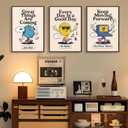 3Pcs Vivid Retro Wall Art Canvas Motivational Posters Aesthetic Prints Colorful Pictures Paintings Cool Cartoon Wall Decor Funky Inspirational Decoration for Home Bedroom Living Room Office Unframed