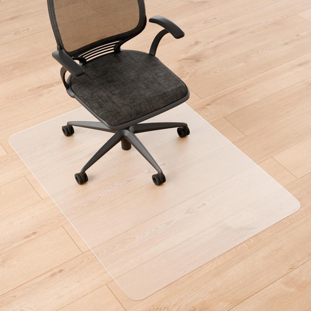Office Desk Chair Mat for Hardwood Floors, 53" x 45" Clear Floor Protector Mat Under Desk, Large Anti Slip Plastic Chair Mat, Easy Glide, Rectangular