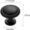 Ravinte 30 Pack 1-1/4 inch Matte Black Zinc Euro-Style Cabinet Knobs, Drawer Pulls & Door Handles