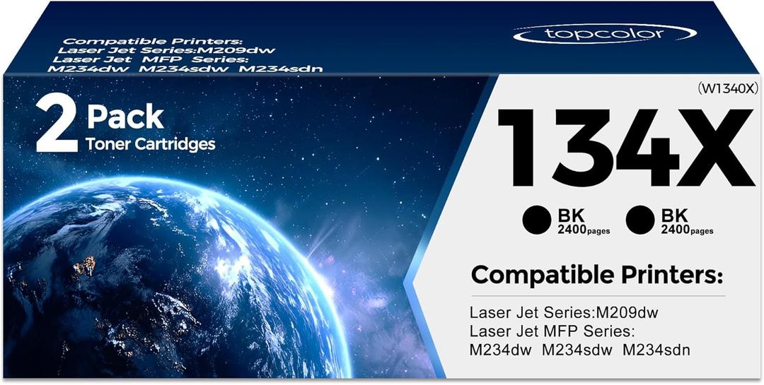 134X W1340X High Yield Compatible for HP134X W1340X 134A Toner Cartridges Compatible with HP Laser Jet M209dw M211dw Laser Jet MFP M233dw M234dw M234sdw Printers, 2Pack, Black