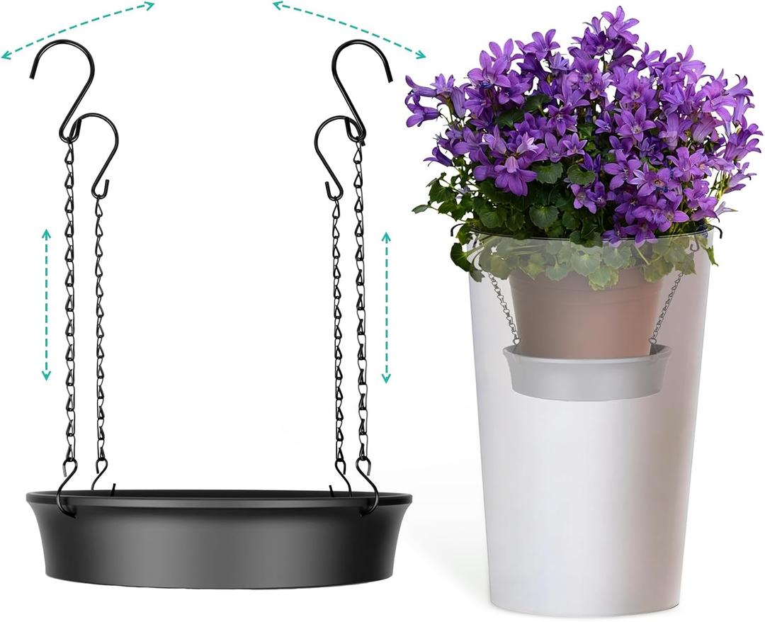 Adjustable Planter Inserts for Large Pots, Made of Thickened PP Material. They Can Be Used as a Substitute for Plant Risers for Inside Pots. Used to Reduce Soil Filling(1, large size for 14"-20")