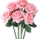 mizii 4Pcs Artificial Roses Flowers Pink Fake Silk Roses Realistic Roses Flores for Wedding Decorations Table Centerpieces Flower Arrangement Home Decor (Pink)