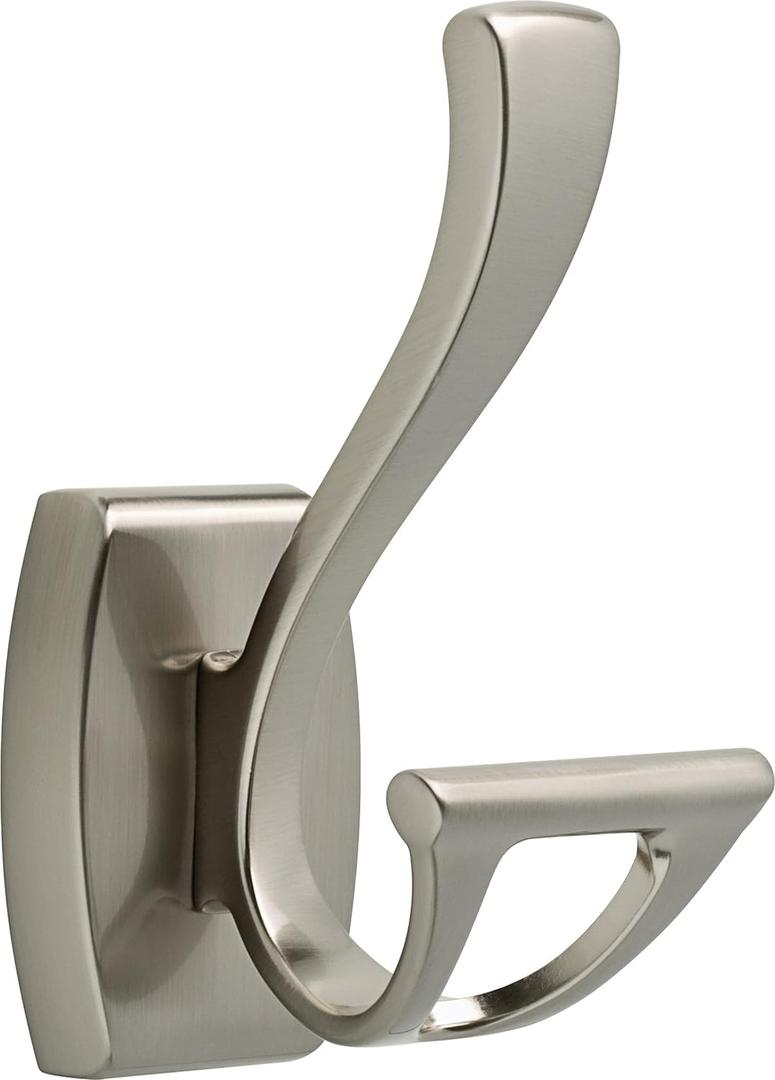 DELTA Dansant Towel Hook, Robe Hook Satin Nickel Towel Holder for Bathroom, Bathroom Accessories, 135241 2.4 x 2.9 x 4.8 Inches (SpotShield Brushed Nickel)