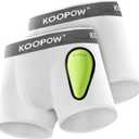 KOOPOW 2-Pack Boys Compression Briefs with Soft Protective Athletic Cup, Youth Peewee Underwear for Baseball, Football (X-Small)