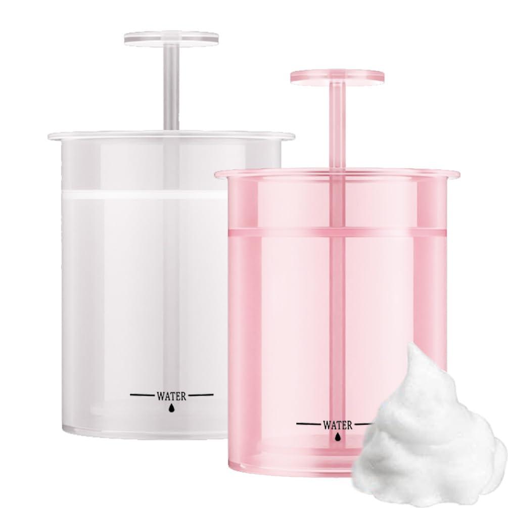 Foam Maker for Face Wash, Face Wash Foamer, Cleanser Foam Maker, Marshmallow Whip Maker Skin Care, Deep Skincare Cleaner Tools for Travel Household 2 Pieces(Pink and White)