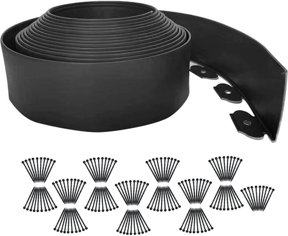 Landscape Edging 98FT,Garden Edging Borders Black [Extra Tall 4IN High] with 150pcs Plastic Stakes, Lawn Edging Flexible DIY Fence for Landscaping,Flower Bed,Grass,Gravel,Tree Surrounding