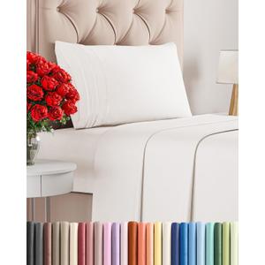 Twin Size 3 Piece Sheet Set - Comfy Breathable & Cooling Sheets - Hotel Luxury Bed Sheets for Women & Men - Deep Pocket, Easy-Fit, Extra Soft & Wrinkle Free Sheets - Antique White Oeko-Tex Bed Sheets