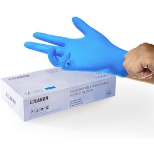 LANON Protection Blue Disposable Nitrile Gloves, Silicone-Free, Food-Safe, Chemical Resistant, Powder-Free, Textured Fingertips, Cooking, Cleaning, Case, Medium, 100 Count 