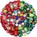 Aipridy Assortment European Large Hole Beads Spacer Beads Rhinestone Craft Beads for DIY Charms Bracelet Jewelry Making (Emerald-Siam)