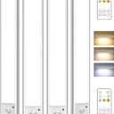 4Pack 12inch Under Cabinet Lighting, Rechargeable Motion Sensor Light Wireless Indoor, Dimmable 3 Color Temps Closet Lights with Remote, Indoor Under Counter LED Lights for Kitchen, Stairs