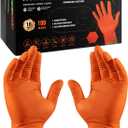 TREEGO 10 Mil Orange Nitrile Gloves Heavy Duty High-Visibility Diamond Texture Grip, Latex Free Disposable Mechanic Rubber Gloves, XLarge, 100 Count