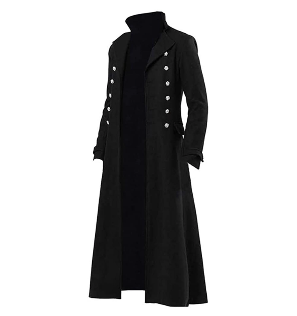 Mens Vintage Victorian Steampunk Uniform,Gothic Medieval Frock Coat Cosplay Halloween Costume Tailcoat, Size M