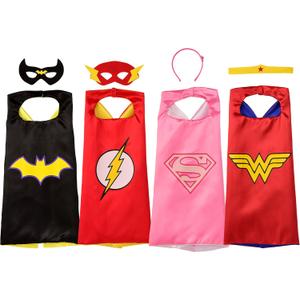 Rubies Super Hero Cape Set Officially licensed DC Comics Assortment 4 Capes, 2 Masks, and 2 Headbands, One Size 