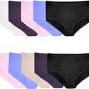Fruit of the Loom Women's Breathable Underwear, Moisture Wicking Keeps You Cool & Comfortable, Also in Plus Size (Micro Mesh - Plus Size Brief - 10 Pack - Black/Blue/Purple)
