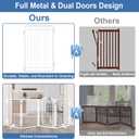 Metal Freestanding Dog Gate with Cat Door for Indoor&Outdoor,120" Extra Wide Foldable Pet Gate,32" Tall Foldable Indoor Dog Fence for Wide Openings Stairs,Deck,Yard,Doorways(6 Panels,White)