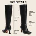 VOMIRA Knee High Boots Women Square Toe Kitten Heel Boot