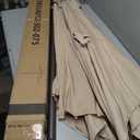 JEAREY 7.5FT Patio Umbrella Outdoor Market Umbrella with 6 Sturdy Ribs, Push Button Tilt/Crank Table Umbrella for Garden, Deck, Backyard and Pool, Beige