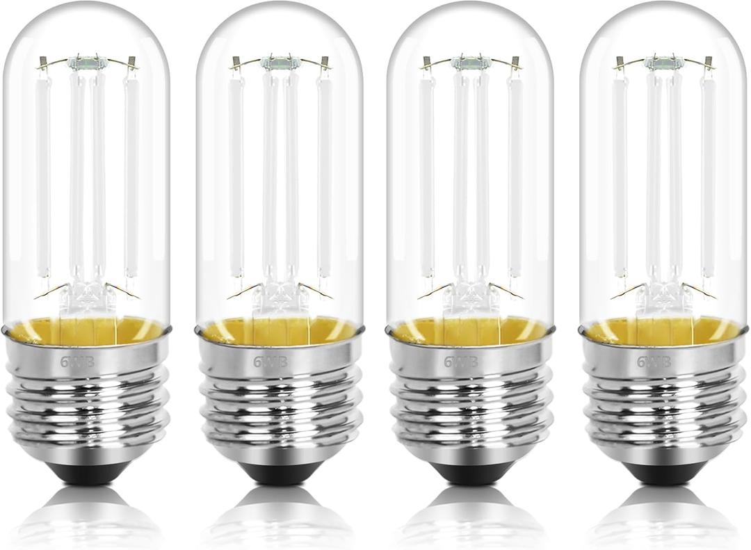 4 Pack 3.2 Inch T10 Blue Light Bulb, E26 Base Edison Bulbs Dimmable, AC 120V 60 Watt Equivalent Clear Glass Filament Bulb, Halloween Christmas Party Bar Colored Light Bulbs, UL Listed
