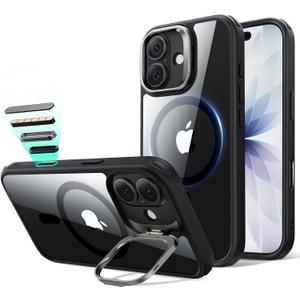 ESR for iPhone 17 Case with Stash Stand, Camera Control Cover Compatible with MagSafe, Military-Grade Drop Protection Magnetic Phone Case, Scratch-Resistant Back Cover,Clear Black