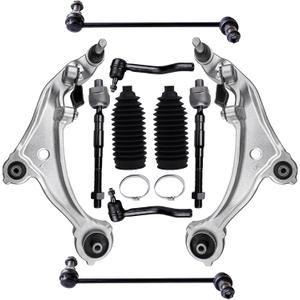 10PCS Front Lower Control Arms Replacement for 2007-2013 Nissan Altima, Lower Control Arms w/Ball Joints Inner & Outer, Tie Rods Boots Sway Bars Replacement Suspension Kit