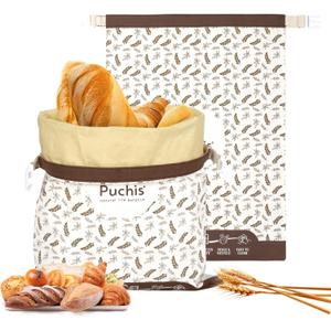 Beeswax Bread Bags for Homemade Bread & Sourdough Bread Bags, 2-Pack XL Reusable Cotton Bread Storage Bags, Beeswax Lined, Freezer Safe 1713 in  PUCHIS | Breathable cotton