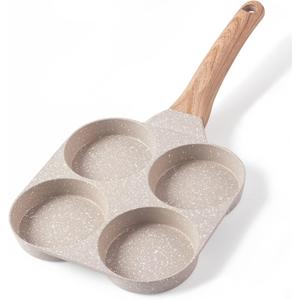 CAROTE Egg Pan Omelette Pan, 4-Cup Nonstick Granite Omelette Skillet - Pancake Pan and Healthy Egg Cooker Suitable for Gas Stove & Induction Cookware