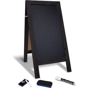 Better Office Products Magnetic A-Frame Chalkboard Sign, Extra Large 20" x 40", Standing Chalkboard Easel, with Chalk Marker + Chalk & Eraser, Sandwich Board Outdoor Sidewalk Sign,(Black)