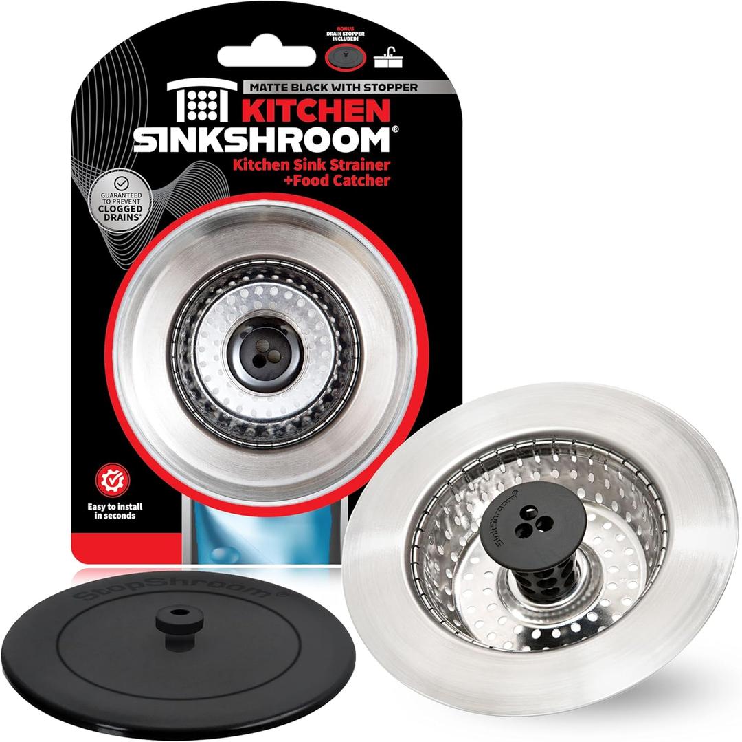 SinkShroom Revolutionary Clog-Free Sink Strainer Basket with Stopper, Stainless Steel (1-Pack)