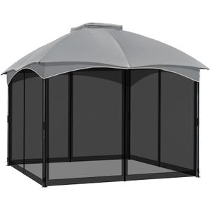 COWVIE Gazebo Replacement Netting Screen, 10' x 10' Universal Gazebo 4-Panel Mosquito Sidewalls with Double Zippers for Outdoor Patio (Only Netting) (Black)