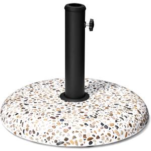 Patio Umbrella Base, 45lbs, Round Cobblestone Concrete Base, Heavy Duty Market Umbrella Stand for Outdoor, Lawn, Deck, Poolside