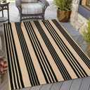 OJIA Outdoor Area Rugs 4'x6', Black and Tan Outdoor Rug Machine Washable Patio Rugs Cotton Hand Woven Entryway Rug Indoor Rugs for Bedroom/Porch/Deck/Backyard/Camping/Living Room