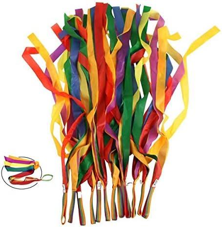 ORZIZRO Rainbow Dance Ribbons, 12PCS Rhythm Ribbon Streamers for Kids Children Adults - Bright & Multi-Colored