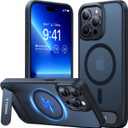 TORRAS for iPhone 15 Pro Max Case Translucent Black | Strong Magnetic & Seamless Stand, Fit for MagSafe, Military-Grade Drop Protection, Sturdy Adjustable Built-in Kickstand, Slim Matte Finish