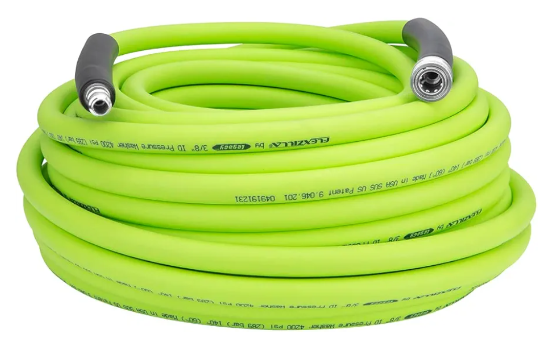 Flexzilla HFZPW426100Q-E 4200 PSI, 100' Pressure Washer Hose, 3/8 in. x 100 ft, ZillaGreen