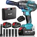 Seesii 1000N.m (738ft-lbs) Cordless Impact Wrench High Torque,1/2" Brushless Impact Gun w/Two 4.0AH Battery,Fast Charger, 5 Sockets & Storage Case, Electric Impact Wrench for Car Truck,WH760 (Blue)