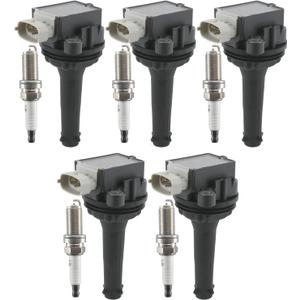 UF517 Ignition Coil Pack 30713417 and Iridium Spark Plug AP5325 Set of 5 Fit For Volvo V70 1998-2007,S60 2001-2009 2012-2016,C30 2008-2013,S40 2004-2011,V50 2005-2011,C70 2006-2013 2.3L 2.4L 2.5L L5