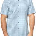 Eddie Bauer Mens Pack It Seersucker Short-Sleeve Shirt (Blue, S)